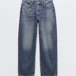 Women Mid Rise Balloon Jeans Dark Blue Washed Jeans -