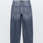 Women Mid Rise Balloon Jeans Dark Blue Washed Jeans -